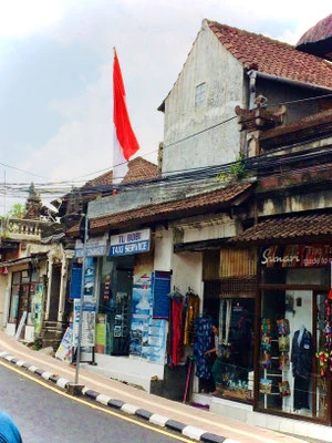 Straße mit kleinen Geschäften in Ubud